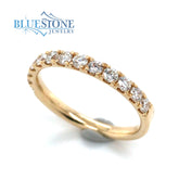 14 Karat Yellow Gold Wedding Band or Fashion Ring with 13 Round Natura